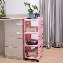 &ripiano di stoccaggio Scaffalature multi-funzione semplice soggiorno camera da letto bagno a 4 strati protezione ambientale con cremagliera di finitura ruote rosa Scaffale di finitura
