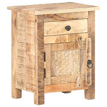 Tidyard Comodino Camera da Letto Rustico Classico in Legno di Mango Grezzo con Cassetto e Anta,Comodino Classico,Comodino Cameretta,Comodino Shabby,Comodino con Cassetto 40x30x50 cm