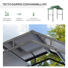 Outsunny Gazebo da Giardino per Barbecue, Doppio Tetto Anti-UV e Struttura in Acciaio con Mensole, 240x150x250cm, Nero