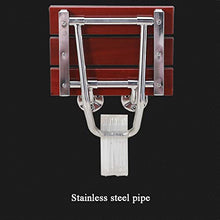 Sgabello da Parete Rosso Scuro, Sgabello per Doccia con Legno Anticorrosivo E Acciaio Inossidabile Sus304, Carico Massimo 250 kg, 38 × 33,8 × 29 Cm