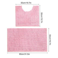 Tappetino da bagno Tappeto Facile da pulire Set da bagno in due pezzi rettangolare a forma di U per la casa per il bagno(Pink)