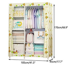 KGESM Armoire Pliable portative,avec 2 Rails suspendus,6 étagères,Organisateur de Rangement de vêtements,Armoire en Tissu pour Chambre à Coucher (105x45x170cm)