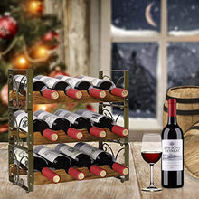 X-cosrack rustico impilabile per 12 bottiglie di vino a 3 ripiani autoportanti per vino, supporto da bancone e liquori, 41,9 x 17,8 x 41,9 cm, design H-Patent