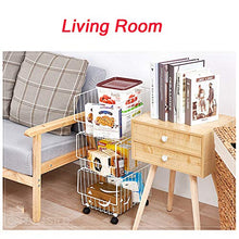 Scaffale stoccaggio in acciaio carbonio 3 ripiani, cestello multifunzione per scaffalature, contenitore per ripostiglio stoccaggio per cucina domestica con ripiano Carrello rotolamento per rotelle