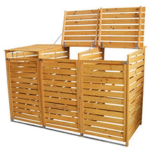 MonsterShop - Triplo Copribidone della Spazzatura in Legno Robusto per Contenere 3 Bidoni Standard da 240 Litri
