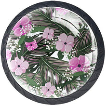 Fiori e foglie rosa Pomelli per Porta Set di 4 Pomelli per Mobili Manopole per Cassetti Cucina Armadio Vetro