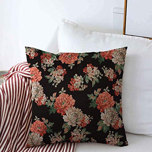 Csoos Fodera per Cuscino Floreale Verde Grandi Fiori Rossi in Design Etnico retrò in Fiore di Rosa Copertura per Cuscini per Piante 18 'x18' per l'inverno