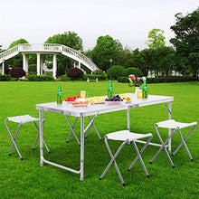 Tavolo da picnic all'aperto Tavolo da campeggio da tavola da picnic pieghevole con 4 sedie pieghevoli Tavolo da giardino portatile da giardino portatile per BBQ Picnic Festa Banchetto Tavolo da lavoro