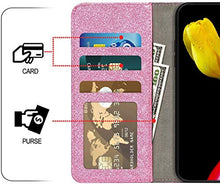 Robinsoni Custodia Compatibile con Huawei Y7 2018 Cover Sparkle Bling Diamante e Farfalla Pelle PU Portafoglio Libretto Magnetica Cover Brillante Fiore Libro Folio Flip Cover Silicone Cover Rosa
