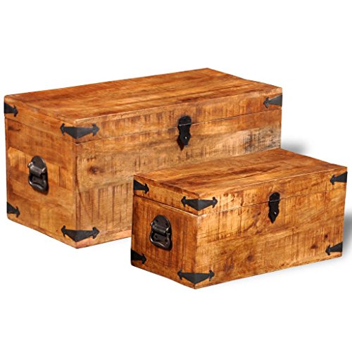 XINGLIEU Baule portaoggetti Marrone,2 unità, Baule portaoggetti in Legno, Tavolo supplementare, 70 x 35 x 35 cm