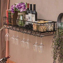 Mensola a muro in stile europeo Portabottiglie da soffitto in ferro metallico Portabottiglie per vino Portabottiglie e bicchieri da vino Portabottiglie Porta calici - Nero (Dimensioni: L120 * L25cm)