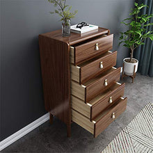 Ryyland-Home Cassettiera 5 Cassettiera Cassetto Noce Bagagli pettorale con Maniglie in Metallo in Rame Finitura Camera Petto (Color : Walnut, Size : 60x40x92CM)