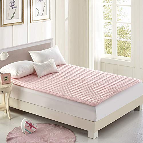 Premio Extra Profonda Topper Materasso, Traspirante Coprimaterasso, Doppia Lati Disponibile Lavabile Dormire Pad Tatami Futon-Rosa Twin: 90x200cm
