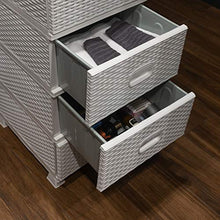 ADGO Armadio con 4 cassetti, in rattan, per camera da letto, armadio, in plastica, 38 x 45 x 90 cm, colore: bianco