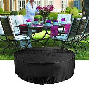 Changor, copertura per tavolo da patio con cordoncino in nylon 210d Oxford, colore nero