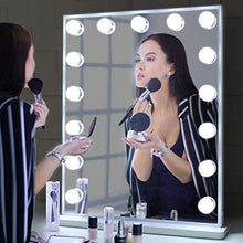 BEAUTME Specchietto da toilette illuminato con lampadine a Led , specchio da trucco in stile hollywood Specchi da cosmesi con design Touch Control, specchi da tavolo o da appoggio a parete (Bianco)