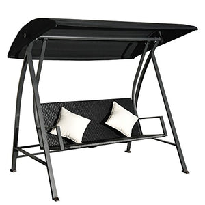 Brand OUTSUNNY - Dondolo 3 Posti In Rattan / Ferro con Cuscini e Tettuccio Parasole 198x124x179 cm