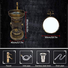 ZTGL Cilindrico Mobile da Bagno con Lavabo, Ferro Battuto Stile Industriale Mobile Bagno, Salvaspazio,Argento,with Mirror