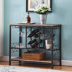 Cantinetta Portabottiglie di Vino, in Legno MDF + Ferro, Scaffale Porta Bottiglie a 3 Ripiani, con un Gli Scaffali Aperti, per Vino, Acqua, Spumante, Champagne, 39,7x105x88,5 cm