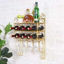 YZ-YUAN Portabottiglie da Vino di Alta qualità Portabottiglie e portabicchieri in Metallo, Portabicchieri da Vino rovesciato Montato a Parete, Portabottiglie per Vino, Portabottiglie in Sughero Ross