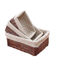 XIXIAO - 3 scatole di vimini pastorale in rattan, per armadi, cassetti, armadio, cassettiera, cassettiera, cassettiera, 36 x 27 x 14 cm, 31 x 22 x 12 cm, 26 x 18 x 10 cm, marrone