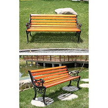 3 Posti Panca da Giardino In Legno da Esterno,Struttura In Ghisa E Legno Massello Anticorrosivo Schienale Panchina del Parco Panchine da Terrazza,Sedia da Veranda Resistente Alle Intemperie