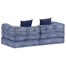 VidaXL Divano letto modulare a 2 posti, con funzione sleep, letto per gli ospiti, divano, divano, divano, divano, divano, divano, imbottito, indaco, tessuto patchwork