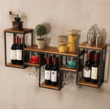Scaffale per scaffali per vino in metallo a parete industriale a parete, bottiglia di vino | Goblet Rack Holder Vano di vetro Scaffale galleggiante Scaffale pensile per ristoranti, casa giornaliera