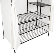 TecTake Armadio Guardaroba in Metallo con Tenda Stoffa Appendiabiti Cabina Beige | 112 x 207 x 57 cm