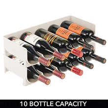 mDesign Set da 2 scaffali per bottiglie di vino impilabili – Portabottiglie in plastica per 10 bottiglie – Organizer in plastica per ogni tipo di bottiglia – beige