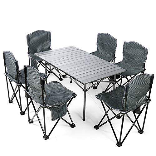 OCYE Tavolo E Sedie Pieghevoli, Set per 6 Persone di Tavoli E Sedie Pieghevoli da Esterno per Campeggio, Campeggio E Barbecue, Portata 120 kg