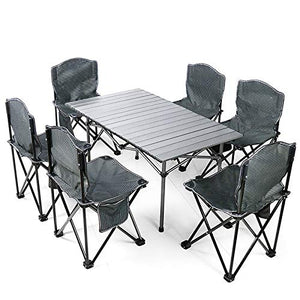 OCYE Tavolo E Sedie Pieghevoli, Set per 6 Persone di Tavoli E Sedie Pieghevoli da Esterno per Campeggio, Campeggio E Barbecue, Portata 120 kg