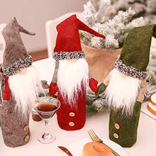Amosfun Christmas Wine Bottle Cover Gnomes Wine Bottle Decorations Christmas Party Favors Supplies Gifts Grey