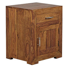 WOHNLING Comodino di Design in Legno massello sheesham 60 cm con cassetto e Porta Comodino per Boxspringbed