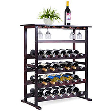 DREAMADE Cantinetta Portabottiglie Scaffale per Vino con Portabicchiere in Legno, 80 x 41 x 90,5 cm