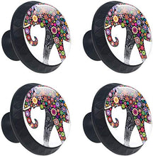 Tatuaggio elefante colorato Pomelli per Porta Set di 4 Pomelli per Mobili Manopole per Cassetti Cucina Armadio Vetro