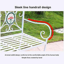 Panchina da Terrazza Parco, Panca per Tempo Libero Esterno, Panca da Giardino in Ghisa Resistente Intemperie Antiruggine, Panca Decorativa 2 Posti con Schienale Braccioli, Panchine per Prato / Corti