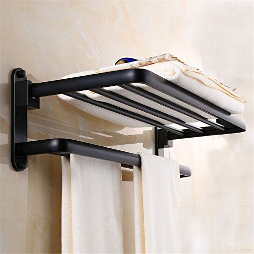 MBYW Portasciugamani Moderno Portasciugamani Elegante per Il Bagno di Moda Portasciugamani in Alluminio a Spazio Nero Appendiabiti a Muro Europeo Porta Asciugamani e Accessori per Il Bagno in Metallo