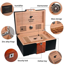 Humidor Umidificatore per Sigari Umidificatore per Sigari A Doppio Strato in Legno di Cedro di Grande capacità Humidor con Termometro Integrato Vassoio Vuoto Idratante Bidirezionale