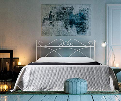 Letto Matrimoniale in Ferro Colore Bianco con GIROLETTO PREDISPOSTO per Rete con Piedini 160 X 190 CM. Non Inclusa - Prodotto Made in Italy