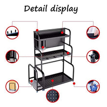 LYM &ripiano di stoccaggio Scaffale da Cucina Scaffale di stoccaggio condimento Multifunzione in Acciaio Inossidabile Scaffale di stoccaggio Cucina - Nero 3 Strati Scaffale di Finitura
