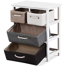 LICHUAN comodino comodino portaoggetti cassetto comodino in legno bianco mobili camera da letto armadio con 4 scatole di immagazzinaggio, facile da montare