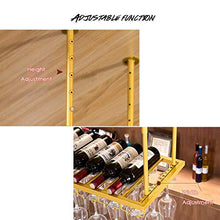 FFYN Portabottiglie e portabottiglie in Ferro da Appendere alla Parete | Armadi per Vino da soffitto per Cucina, Sala da Pranzo, Bar o Cantina | Cornice Dorata