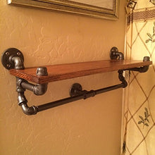 Dongyd Scaffale per Tubi Industriale Vintage Americano, Parete Camera da Letto Soggiorno mensola in Legno massello, Porta Asciugamani da Bagno 64cm * 20cm * 25cm