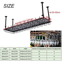 ZRCWW Soffitto Wine Rack appende, Altezza Regolabile Calici Rack Industriale Vintage Bancone Wine Glass Wine Rack Metallo Bottle Holder - Nero (Size : 100×35cm(39×14inch))