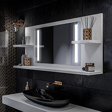 Artforma specchio da bagno con 3 ripiani | 102x53 cm | Personalizza Controluce LED Specchio | su Misura | Bianco | con Illuminazione a LED