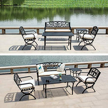 Panchina da Giardino In Metallo Per Esterni,Set 5 Pezzi Tavolo E Sedia Da Balcone Per Il Tempo Libero Con Struttura In Acciaio,Panchina Da Giardino Con Schienale E Braccioli,Per Prato, Cortile