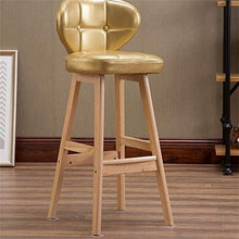 GYPPG Sedia con sgabelli Bar in Legno di Gomma con Schienale e poggiapiedi ergonomici | Sedie Colazione con Cuscino in Ecopelle per sgabelli Bar/Cucina | Carico Massimo 200 kg - Sedile