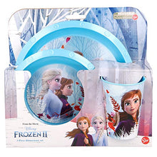 Set Stoviglie Servizio Da Tavola Per Bambini 3 Pezzi Con Piatto, Ciotola E Bicchiere Easy 260 ml In Confezione Regalo |Frozen 2 Blue Forest