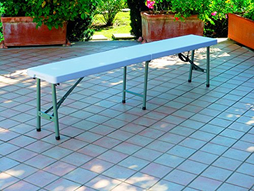 Tata Linda Panchina Giardino Panca Esterno Plastica Acciaio 183x30x43 JDZ183